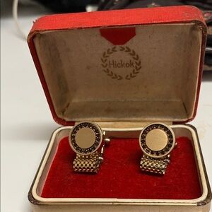 Hickok Gold and Red Men's Cufflinks